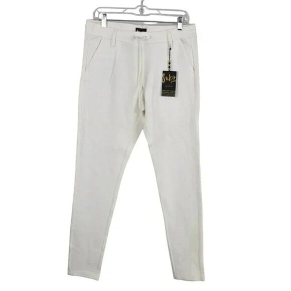 NWT Suko Jeans White Pull On Jogger Pants Elastic Band Waist Size 8 - Picture 1 of 12